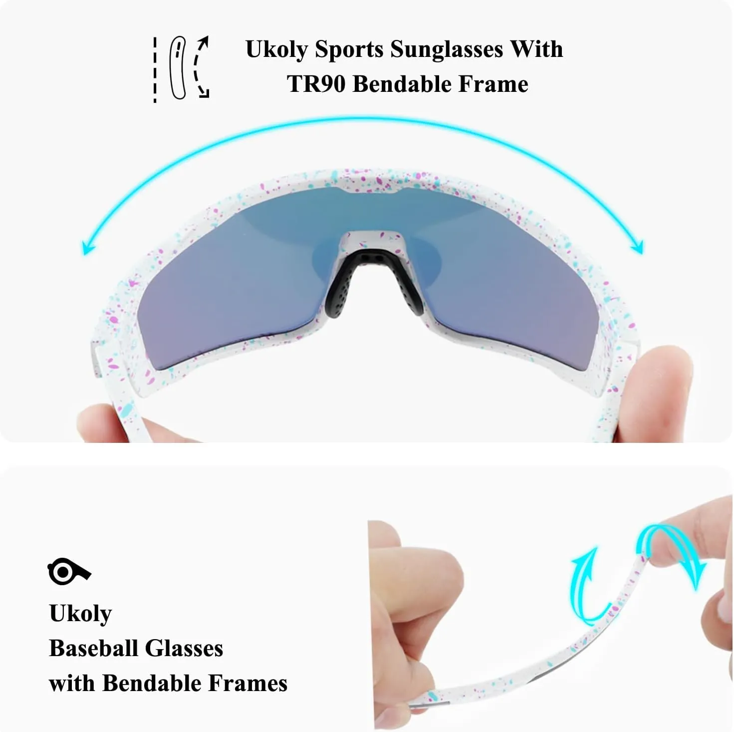 Ukoly Baseball/Running Sunglasses Cycling Glasses For Men Women,Sport Sunglasses HD Lens UV400 Protection TR90 Frame 620