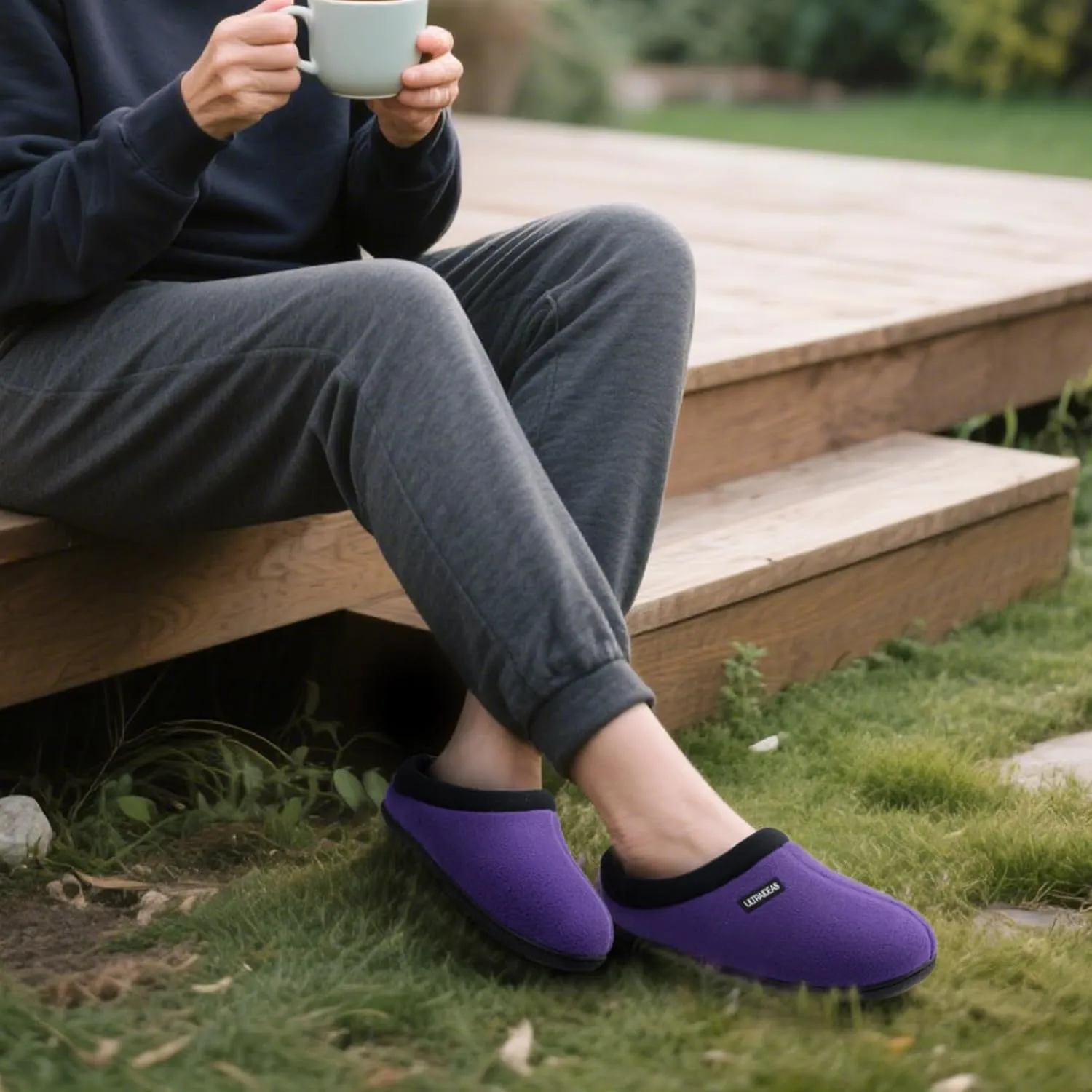 ULTRAIDEAS Women's Cozy Fleece-Lined Memory Foam Slippers with Anti-Slip Rubber Sole for Indoor/Outdoor