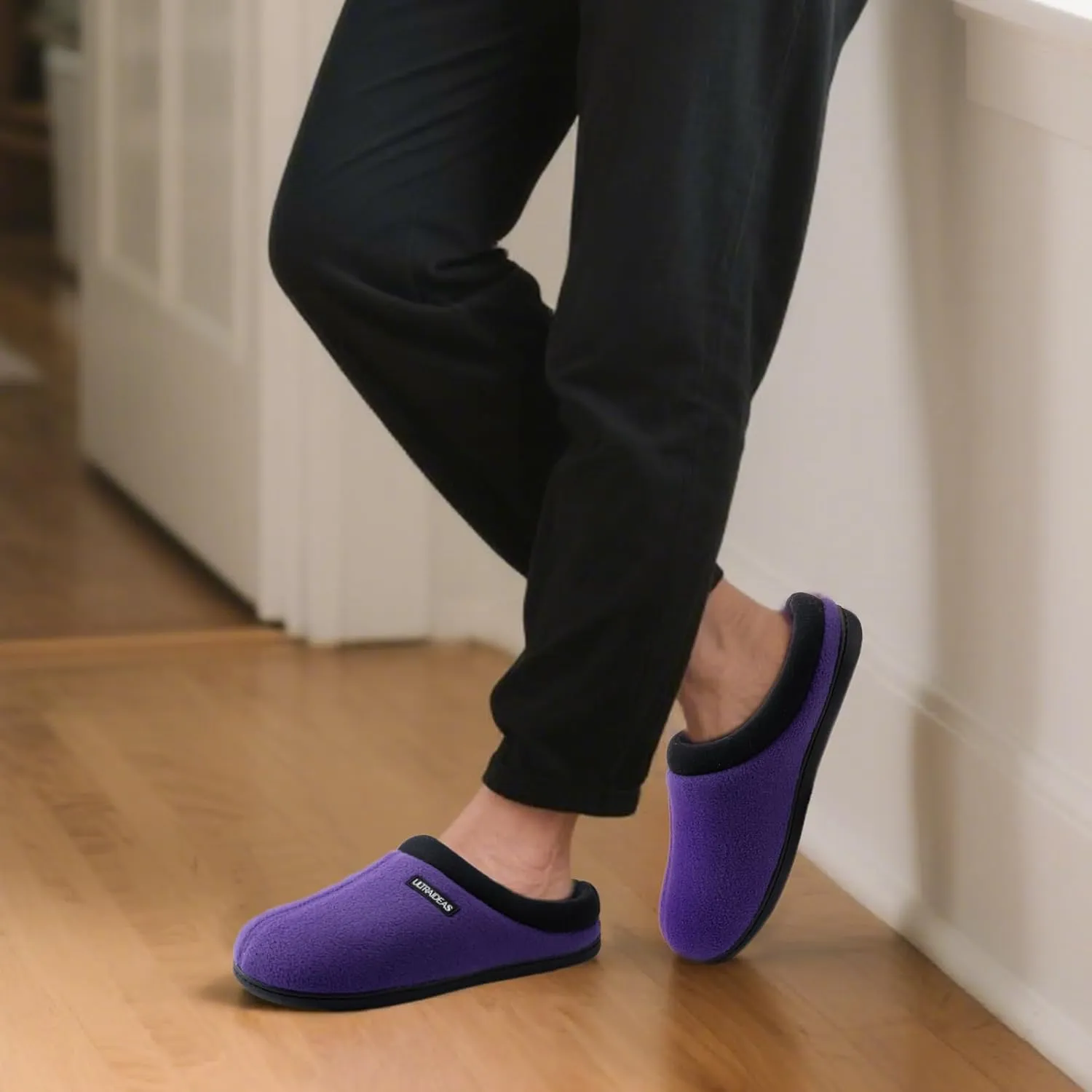 ULTRAIDEAS Women's Cozy Fleece-Lined Memory Foam Slippers with Anti-Slip Rubber Sole for Indoor/Outdoor