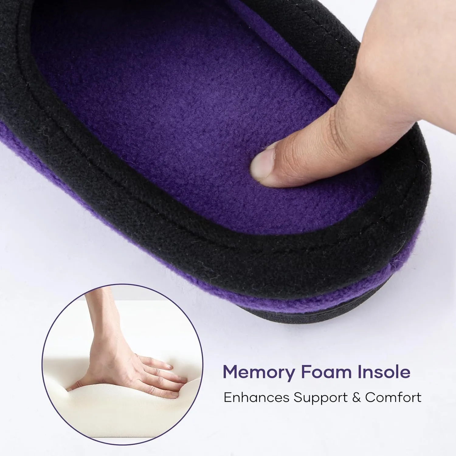 ULTRAIDEAS Women's Cozy Fleece-Lined Memory Foam Slippers with Anti-Slip Rubber Sole for Indoor/Outdoor