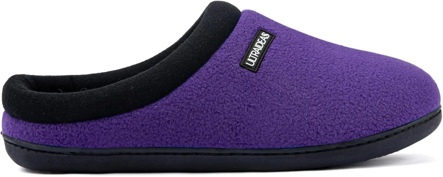 ULTRAIDEAS Women's Cozy Fleece-Lined Memory Foam Slippers with Anti-Slip Rubber Sole for Indoor/Outdoor