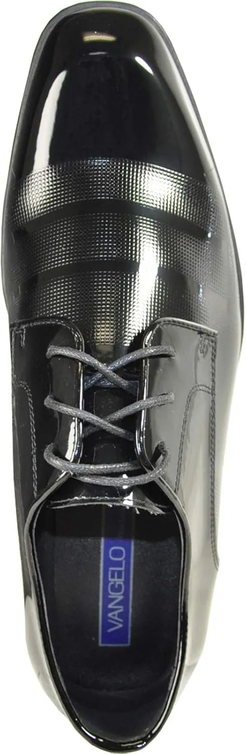 VANGELO Men Dress Shoe Oxford Formal Tuxedo for Prom Wedding - Wide Width Available Black Patent Cognac