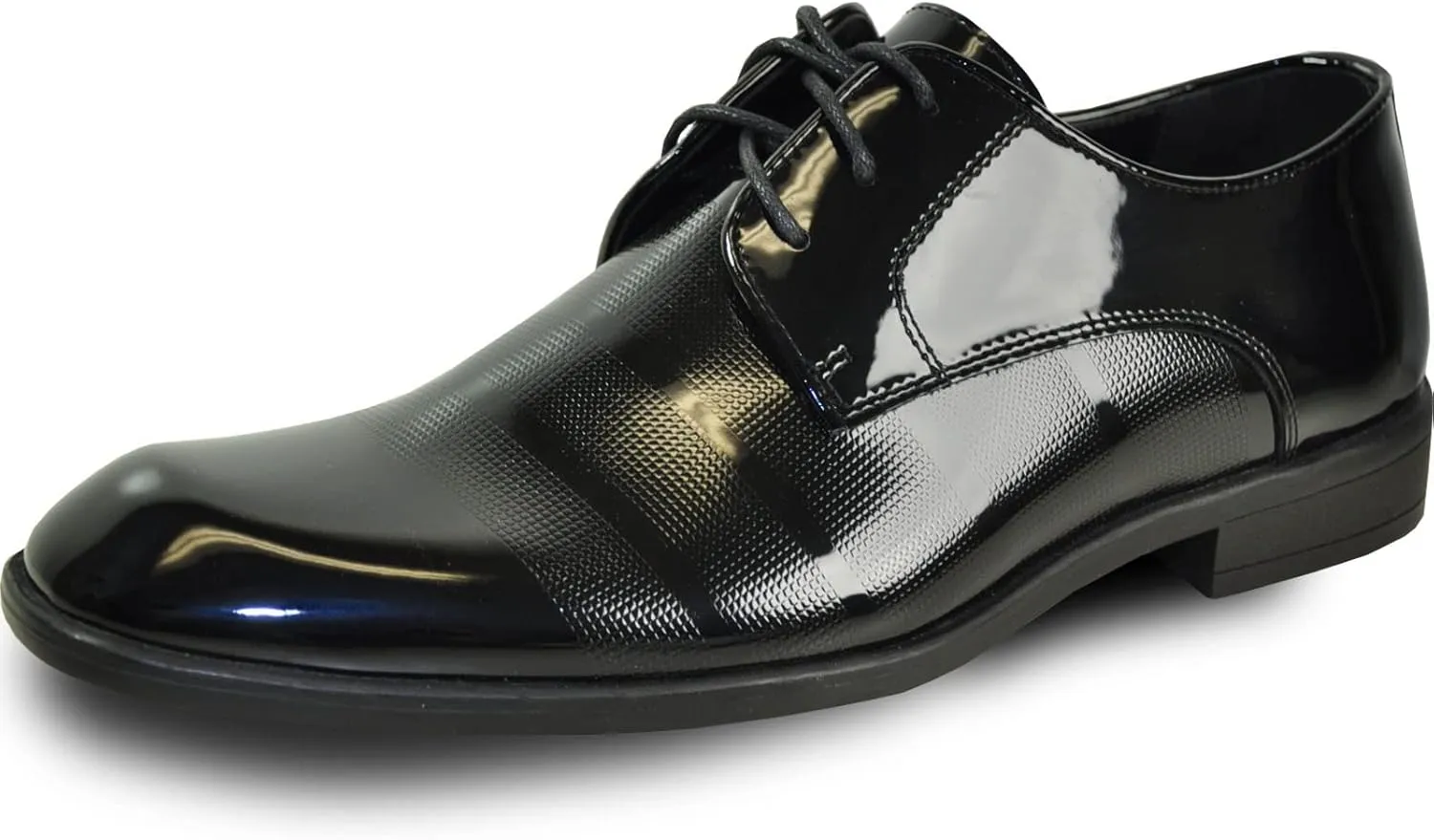 VANGELO Men Dress Shoe Oxford Formal Tuxedo for Prom Wedding - Wide Width Available Black Patent Cognac
