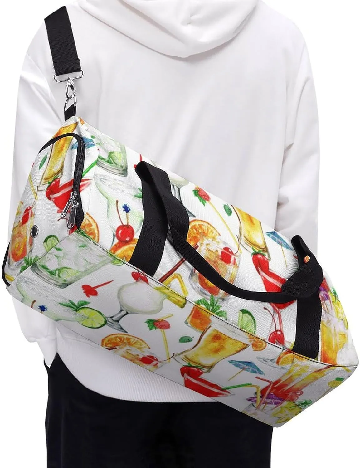 Watercolor Cocktails Fitness Large Gym Bag for Unisex with Shoe Compartment & Wet Pocket