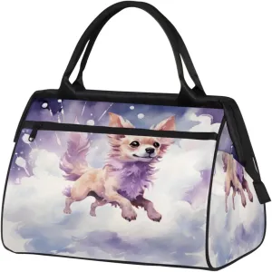 Watercolor Cute Dog Cloud Travel Duffle Bag, Waterproof Duffel Bag Weekender Overnight Carry On Bag Lightweight Sport Gym Bag for Men Women