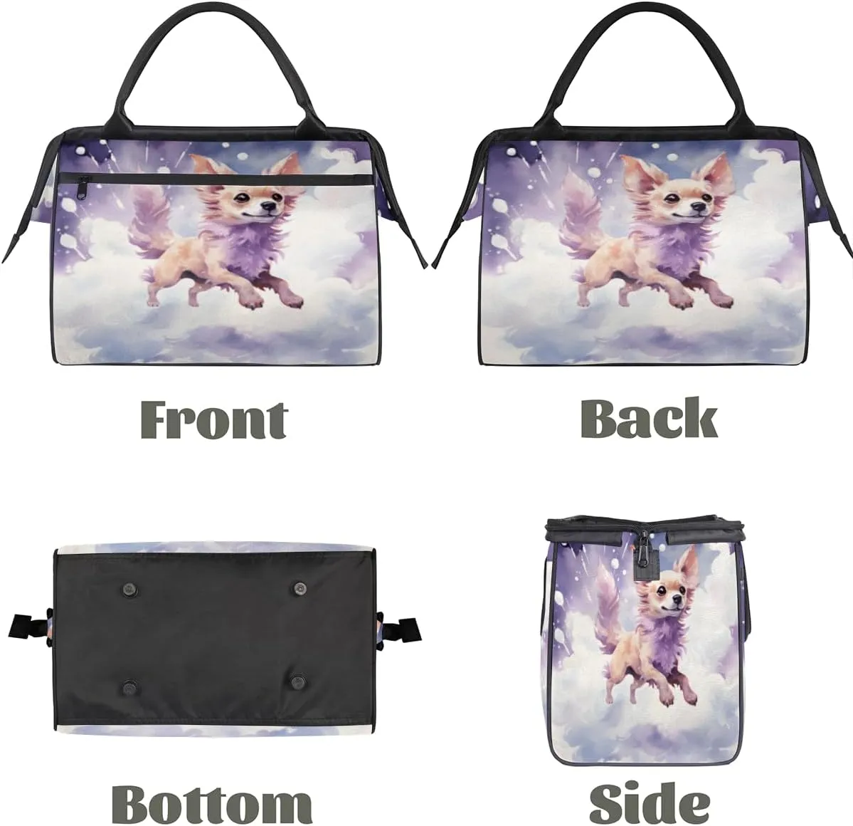 Watercolor Cute Dog Cloud Travel Duffle Bag, Waterproof Duffel Bag Weekender Overnight Carry On Bag Lightweight Sport Gym Bag for Men Women