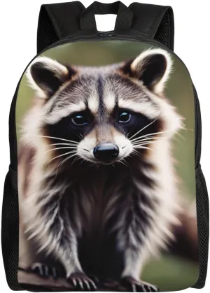 Waterproof Backpack with cute raccoon Print Design Oxford Bag Unisex for Work/Travel/Workout/School