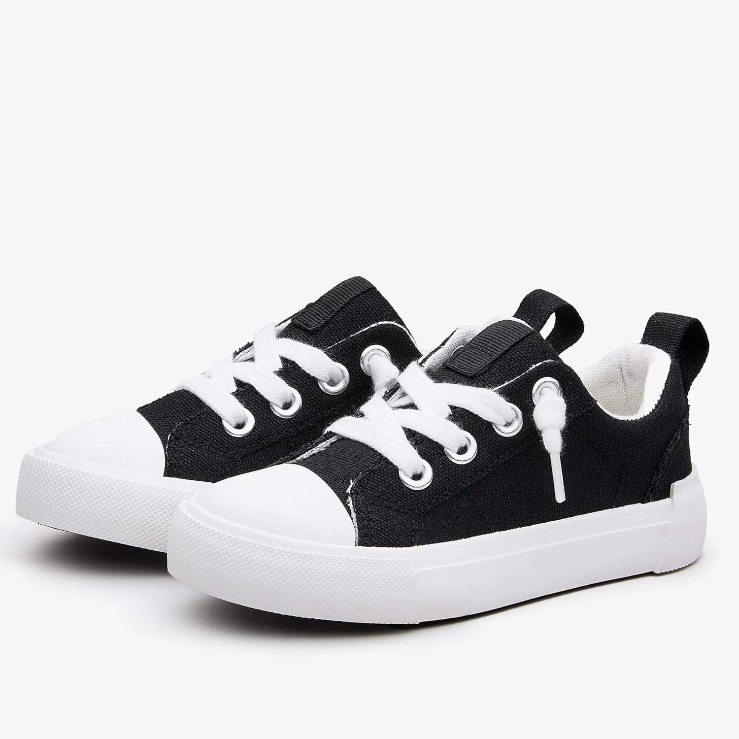 Weestep Kids' Cotton Slip-On Canvas Sneakers - Frayed-Seam Casual Shoes with Optional Laces for Boys and Girls