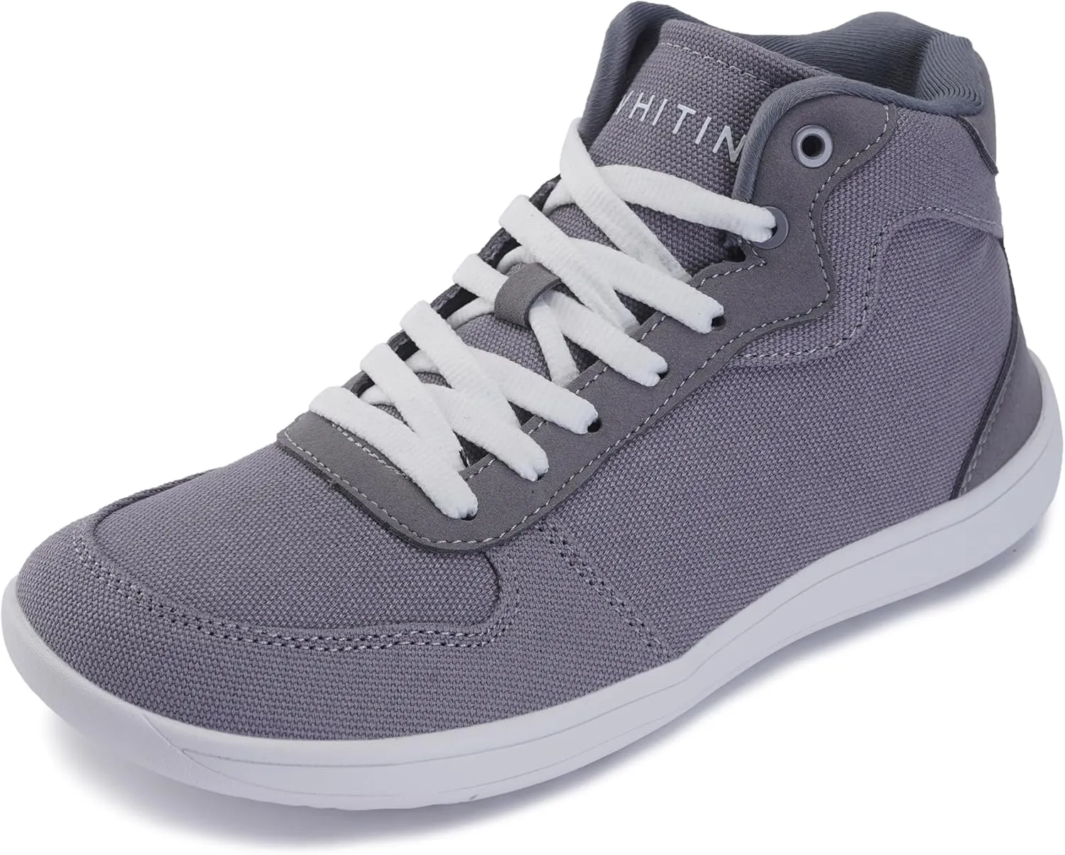 WHITIN Women's High-Top Canvas Minimalist Barefoot Shoes   Wide Toe Box   Zero Drop