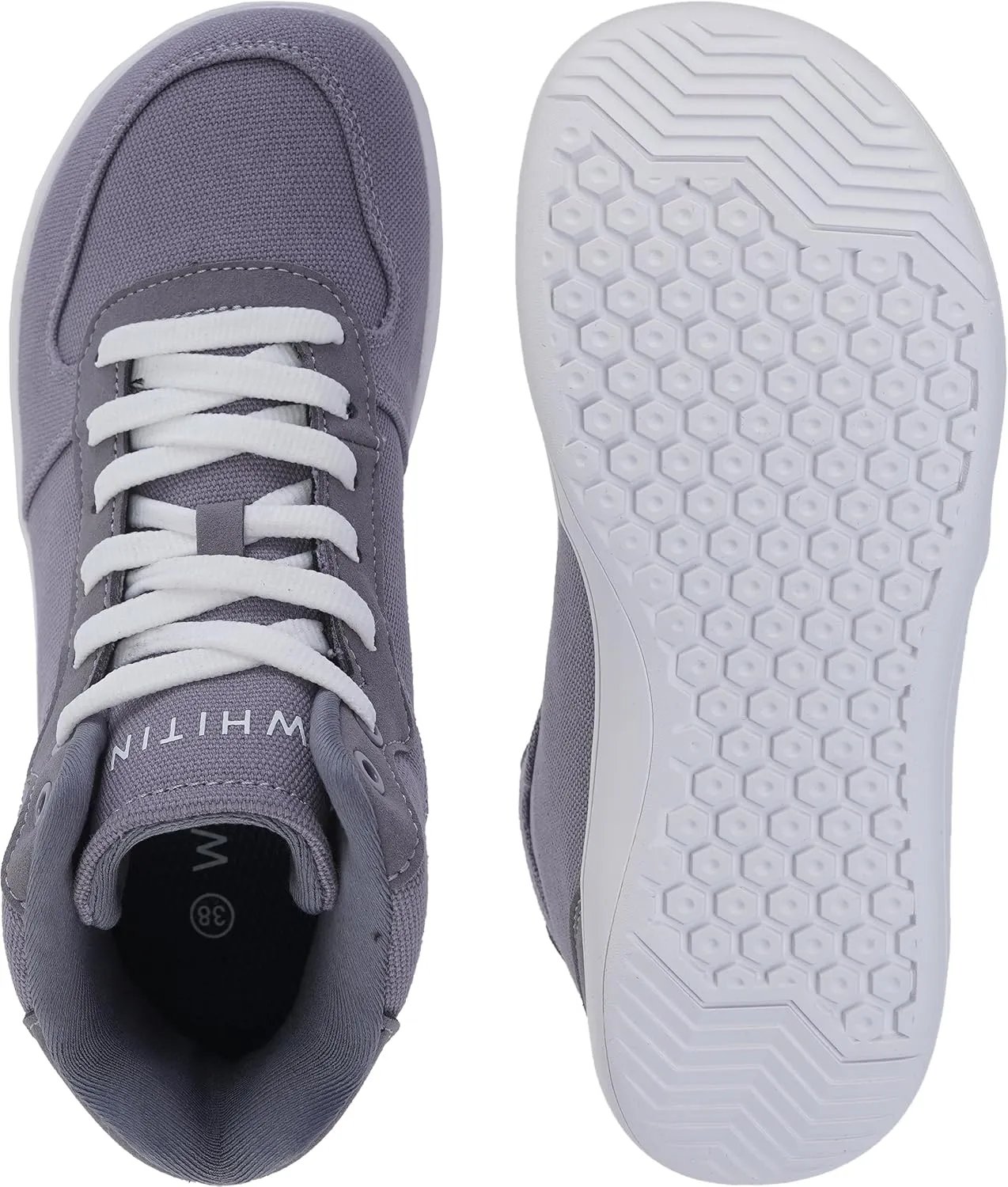 WHITIN Women's High-Top Canvas Minimalist Barefoot Shoes   Wide Toe Box   Zero Drop