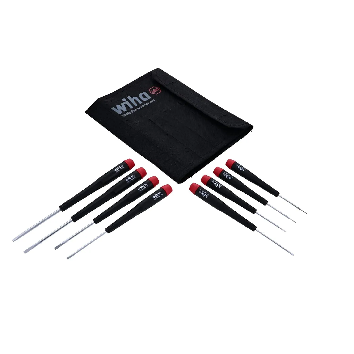 Wiha 26098 Precision Slotted Screwdriver Set in Canvas Pouch, 8 Piece Set