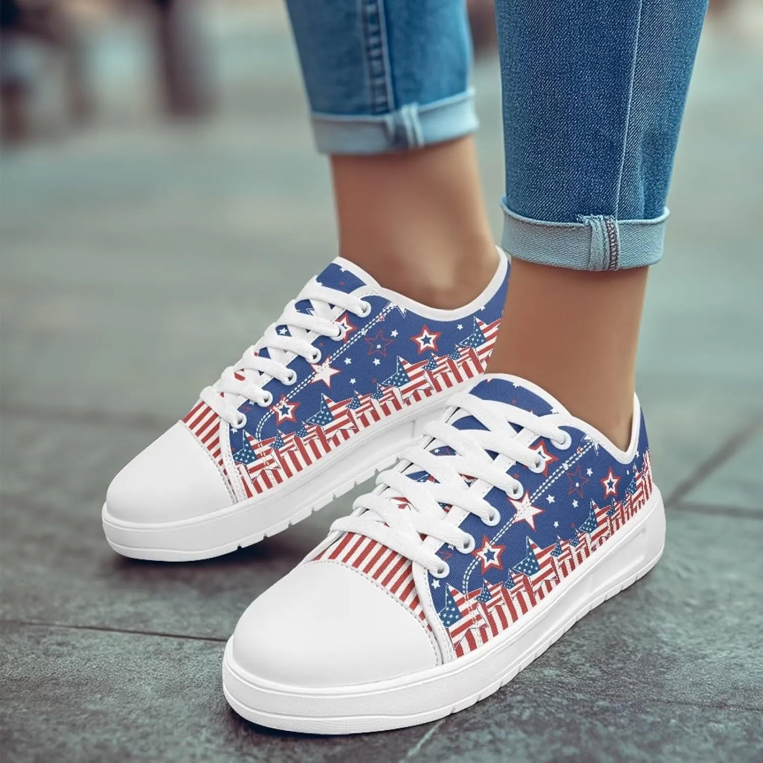 Womens Canvas Sneakers Low-Top Slip Ons Shoes Summer Lace Up Platform Fashion Casual Cute Walking Shoes 5.5-13.5
