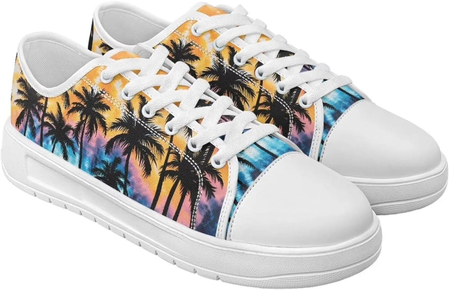 Womens Canvas Sneakers Low-Top Slip Ons Shoes Summer Lace Up Platform Fashion Casual Cute Walking Shoes 5.5-13.5