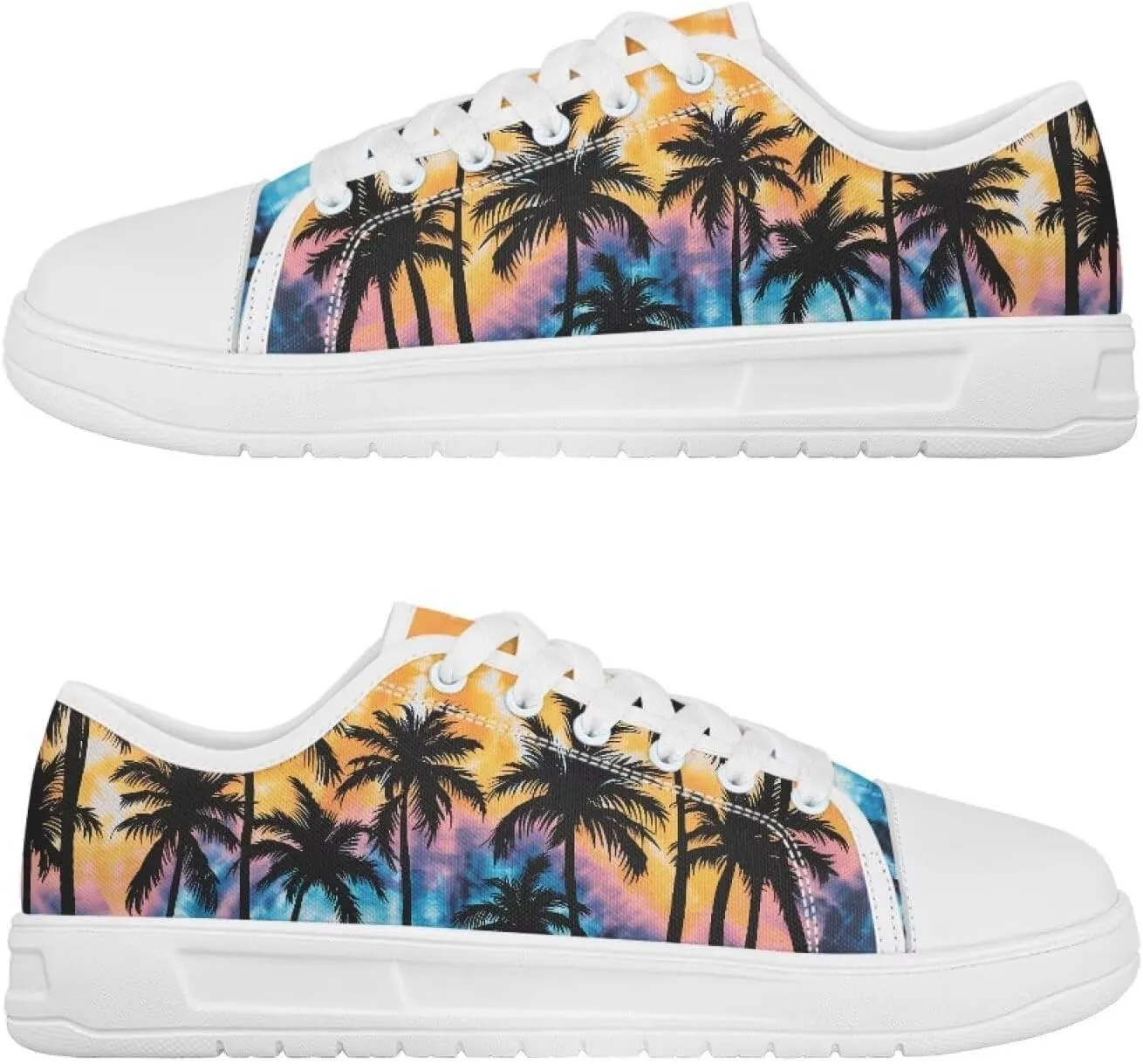 Womens Canvas Sneakers Low-Top Slip Ons Shoes Summer Lace Up Platform Fashion Casual Cute Walking Shoes 5.5-13.5