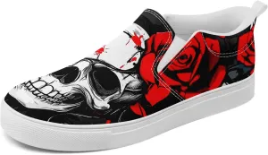 Women's Gothic Skull Canvas Slip-On Flat Shoes Men's Low top Dark Art Rose Stylish Sneakers Comfort Fashion Streetwear