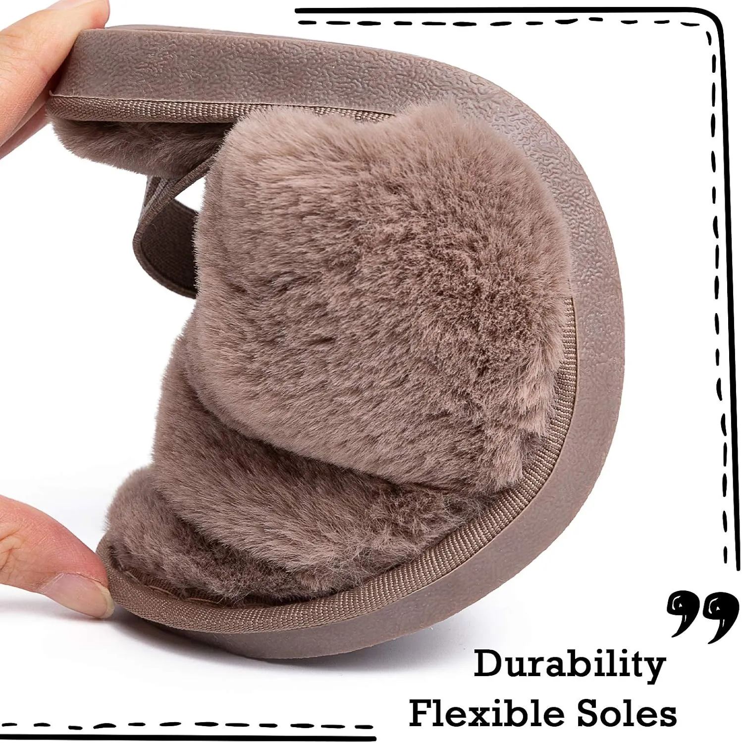 Womens Leopard Fuzzy Slippers Soft Plush Open Toe Faux Fur House Slide Sandals Indoor Spa Bedroom Flat Shoes with Elastic Strap