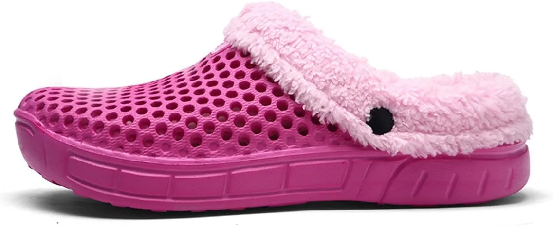 Women's Men's Indoor Outdoor Cotton Slippers Garden Clogs Breathable Mesh Lightweight Non-Slip Sole Winter Warm Shoes