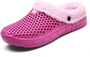 Women's Men's Indoor Outdoor Cotton Slippers Garden Clogs Breathable Mesh Lightweight Non-Slip Sole Winter Warm Shoes