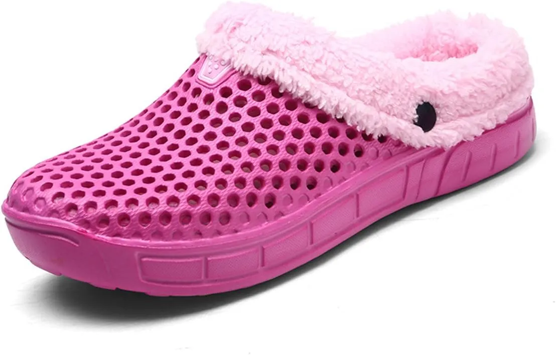 Women's Men's Indoor Outdoor Cotton Slippers Garden Clogs Breathable Mesh Lightweight Non-Slip Sole Winter Warm Shoes