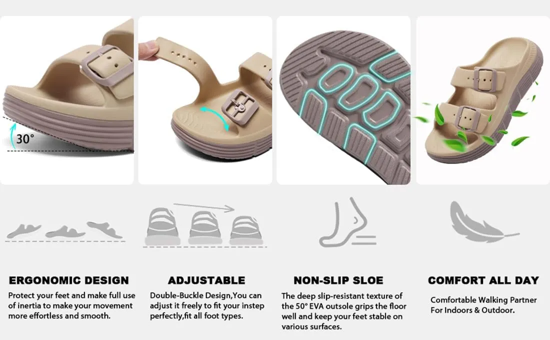 Women's Slide Sandals Recovery Sport Sandals Ladies Orthotic Adjustable Thick Cushion Reduces Stress on Feet, Joints & Back Post-Exercise With Comfortable Plantar Fasciitis Arch Support
