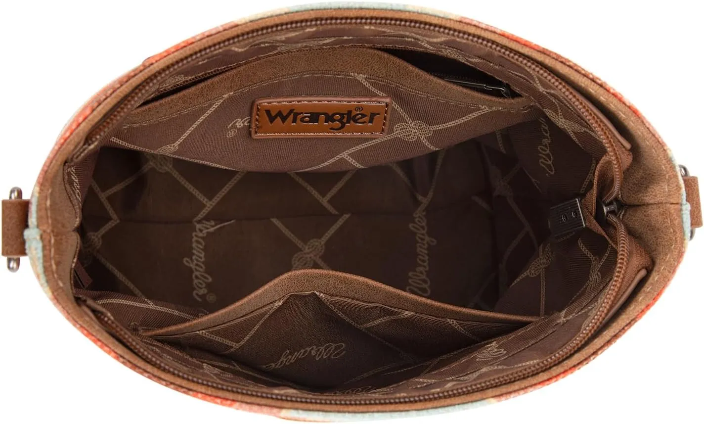 Wrangler Aztec Crossbody Bag for Women Southwestern Print Canvas Shoulder Purse with Distressed Look and Adjustable Strap