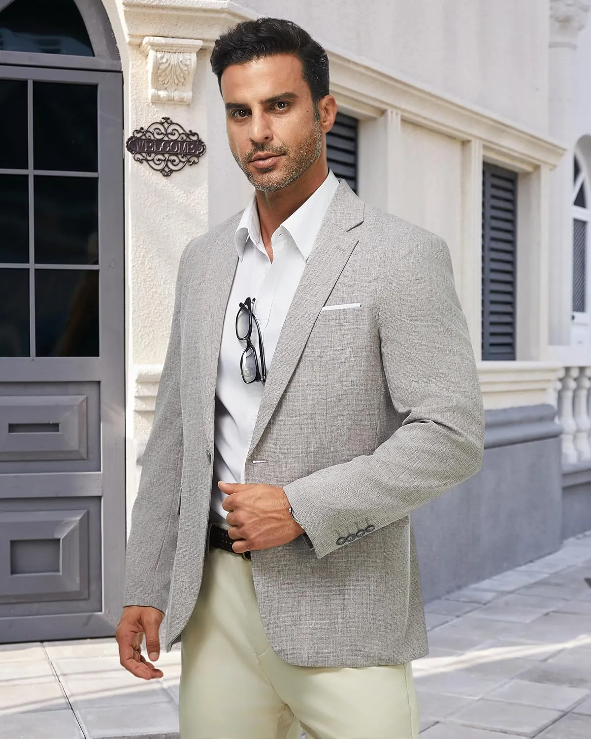 WULFUL Mens Casual Sport Coat Blazer Lightweight One Button Suit Jackets