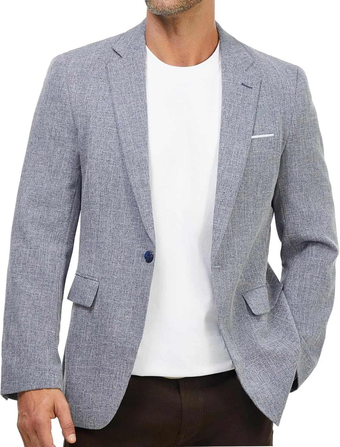 WULFUL Mens Casual Sport Coat Blazer Lightweight One Button Suit Jackets