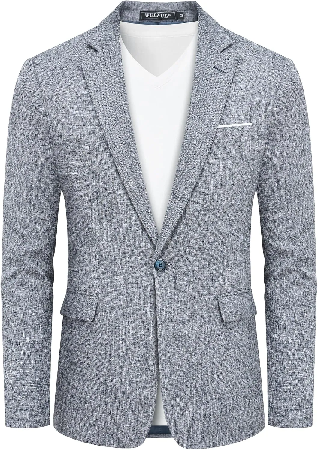 WULFUL Mens Casual Sport Coat Blazer Lightweight One Button Suit Jackets