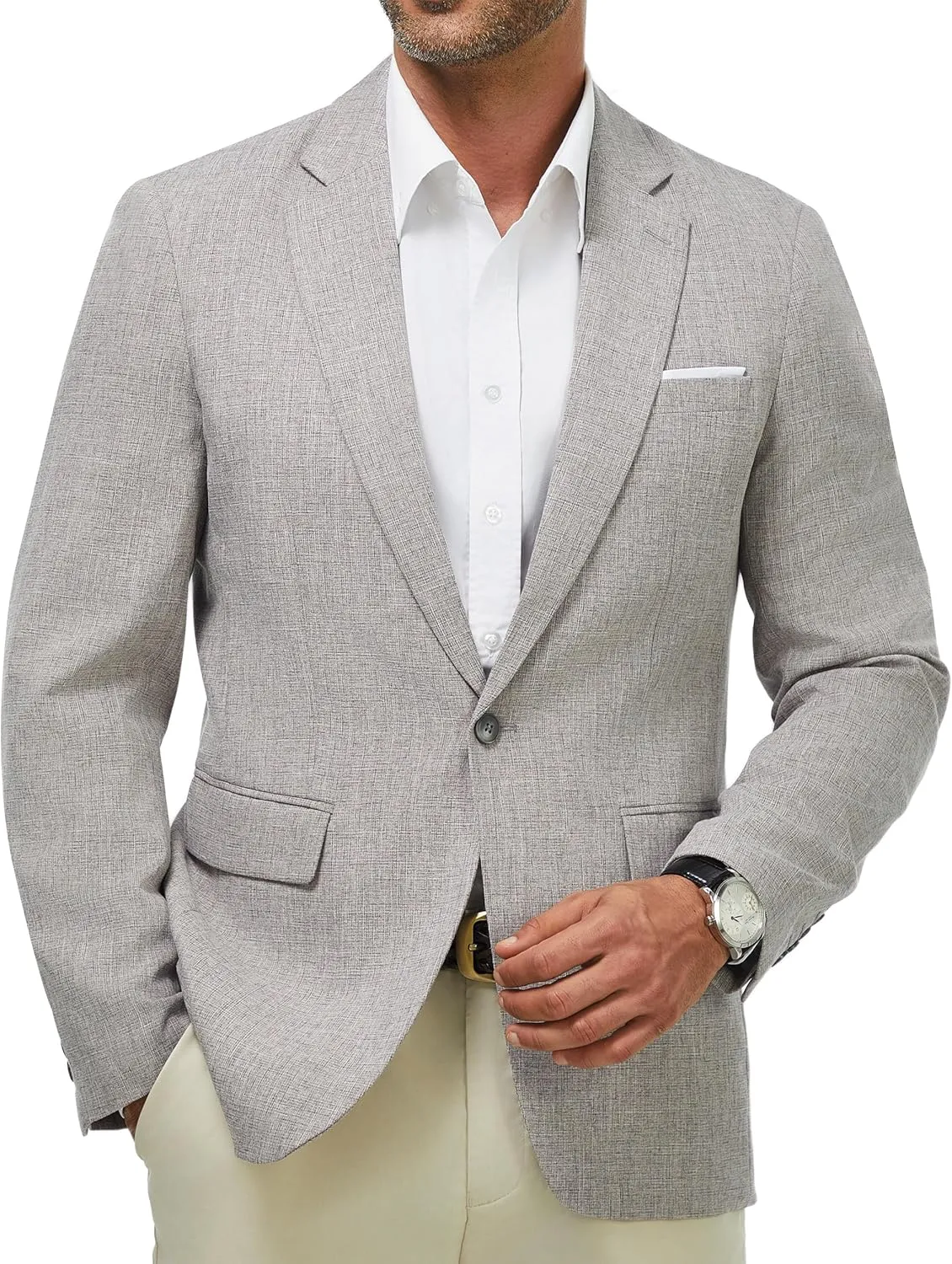 WULFUL Mens Casual Sport Coat Blazer Lightweight One Button Suit Jackets