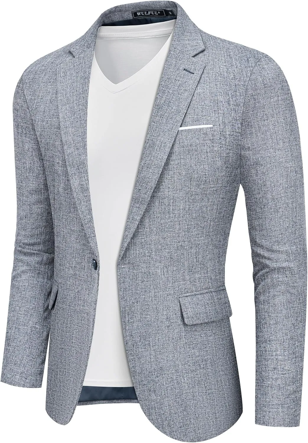 WULFUL Mens Casual Sport Coat Blazer Lightweight One Button Suit Jackets