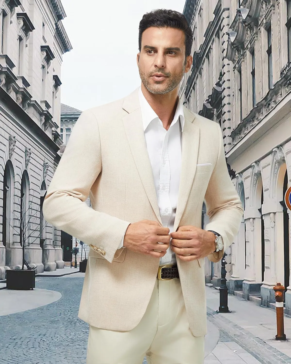 WULFUL Mens Casual Sport Coat Blazer Lightweight One Button Suit Jackets