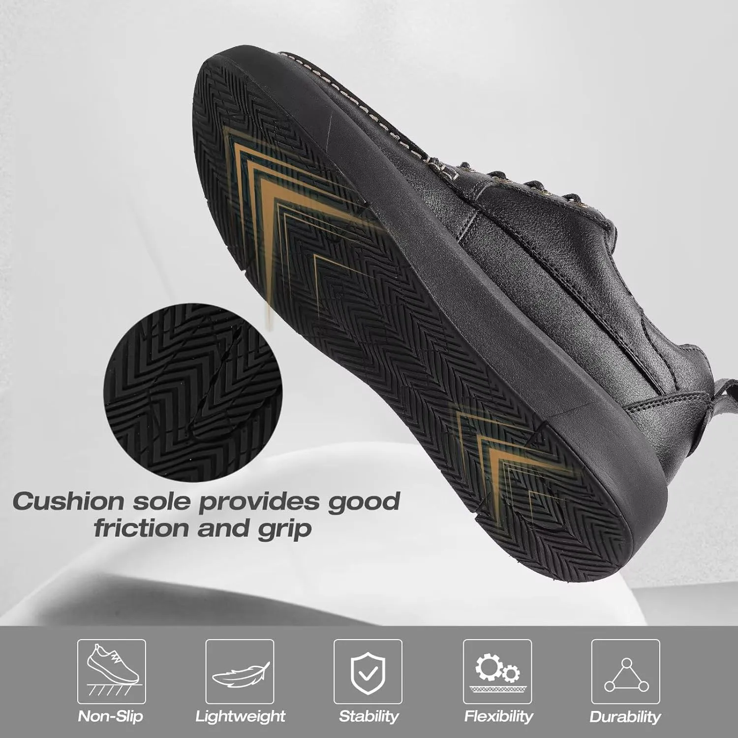 XPACS Men's Orthopedic Leather Dress Walking Shoes: Comfortable Arch Support Plantar Fasciitis Orthotic Business Tennis Oxfords, Flat Feet Casual Office Working Shoes for Foot and Heel Pain Relief