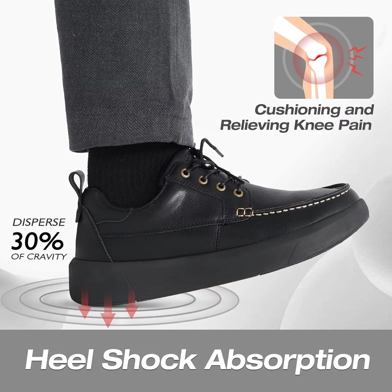 XPACS Men's Orthopedic Leather Dress Walking Shoes: Comfortable Arch Support Plantar Fasciitis Orthotic Business Tennis Oxfords, Flat Feet Casual Office Working Shoes for Foot and Heel Pain Relief