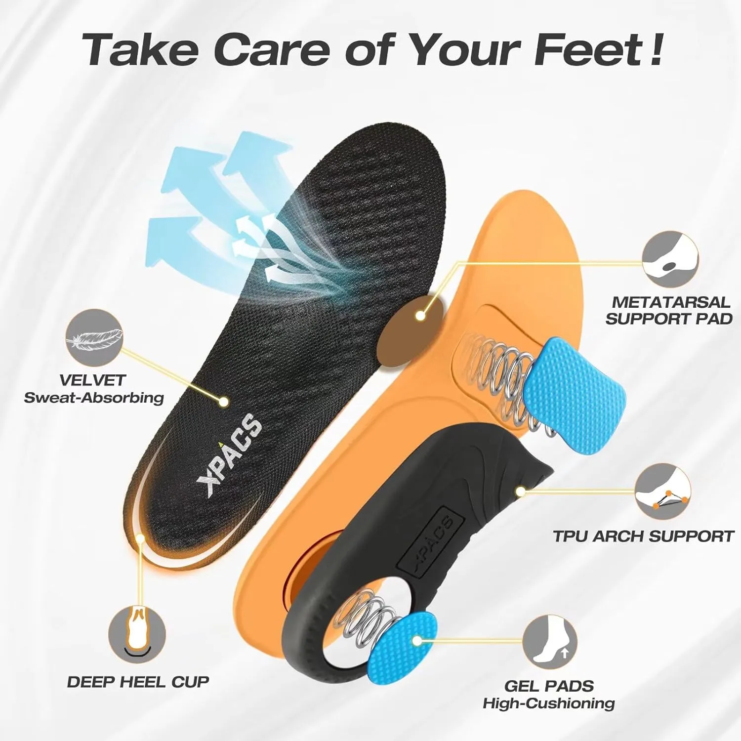 XPACS Men's Orthopedic Leather Dress Walking Shoes: Comfortable Arch Support Plantar Fasciitis Orthotic Business Tennis Oxfords, Flat Feet Casual Office Working Shoes for Foot and Heel Pain Relief