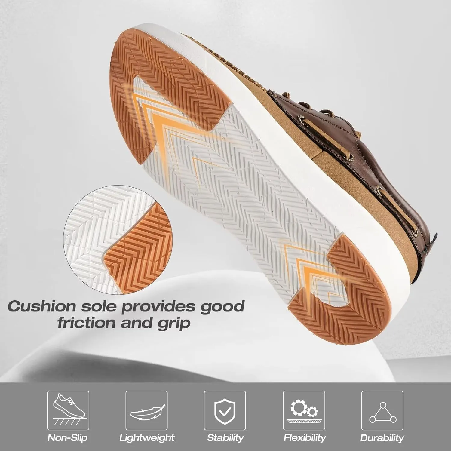 XPACS Men's Orthopedic Leather Dress Walking Shoes: Comfortable Plantar Fasciitis Arch Support Flat Feet Fashion Sneakers, Orthotic Casual Business Work Tennis Oxfords for Heel Foot Pain Relief
