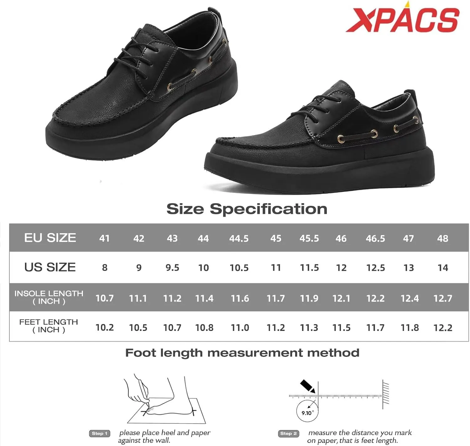 XPACS Men's Orthopedic Leather Dress Walking Shoes: Comfortable Plantar Fasciitis Arch Support Flat Feet Fashion Sneakers, Orthotic Casual Business Work Tennis Oxfords for Heel Foot Pain Relief