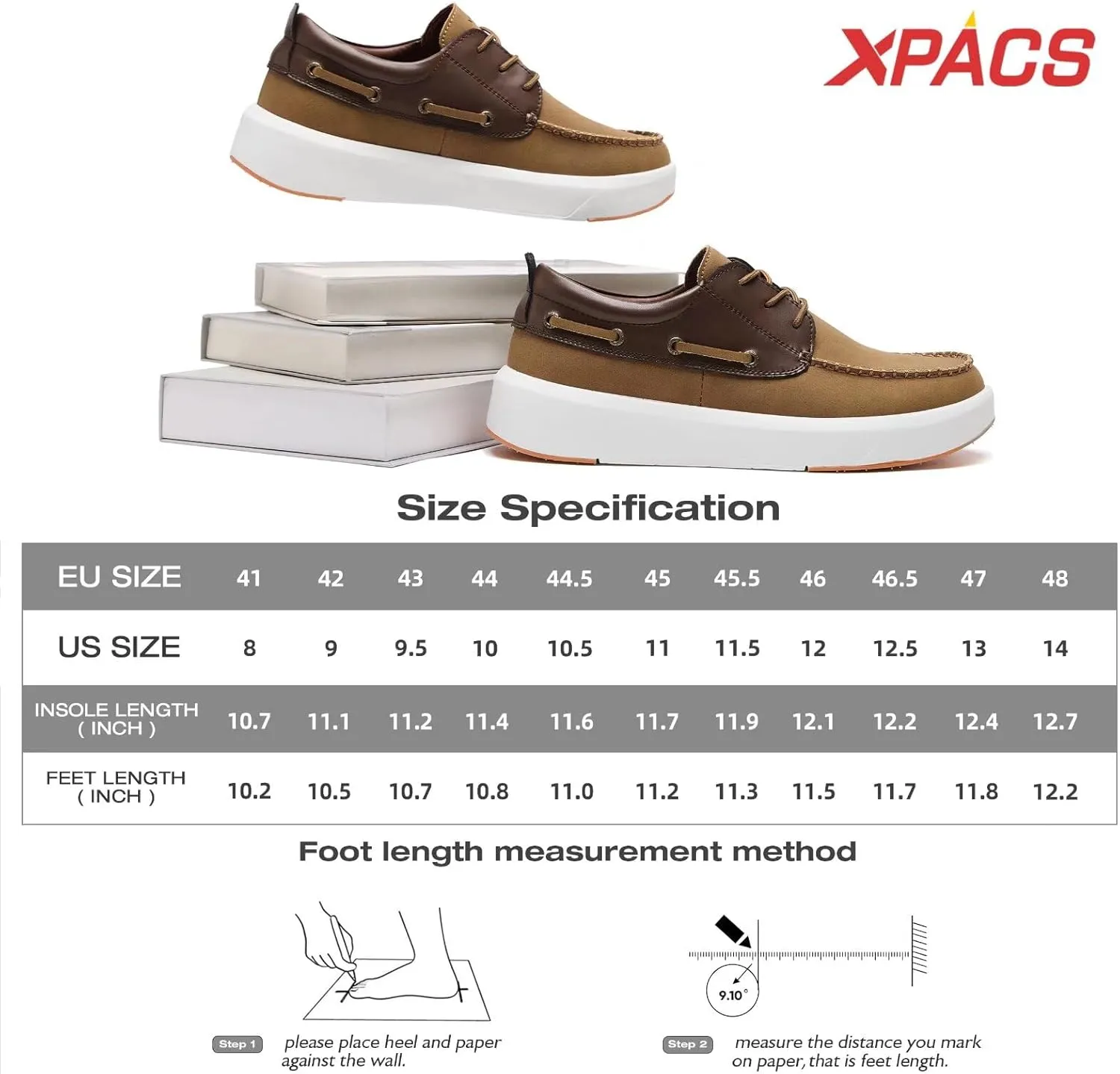XPACS Men's Orthopedic Leather Dress Walking Shoes: Comfortable Plantar Fasciitis Arch Support Flat Feet Fashion Sneakers, Orthotic Casual Business Work Tennis Oxfords for Heel Foot Pain Relief