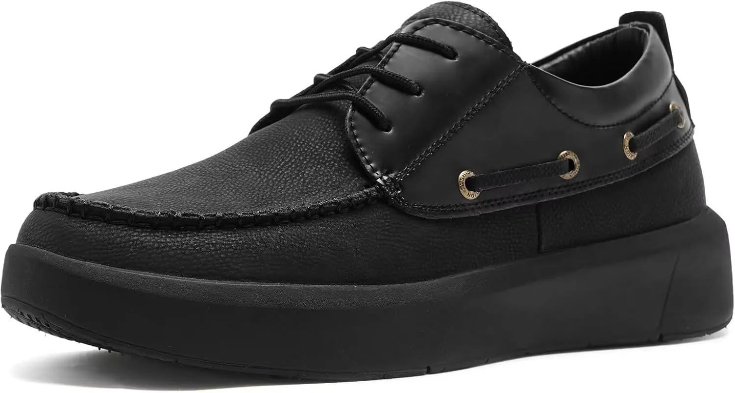 XPACS Men's Orthopedic Leather Dress Walking Shoes: Comfortable Plantar Fasciitis Arch Support Flat Feet Fashion Sneakers, Orthotic Casual Business Work Tennis Oxfords for Heel Foot Pain Relief