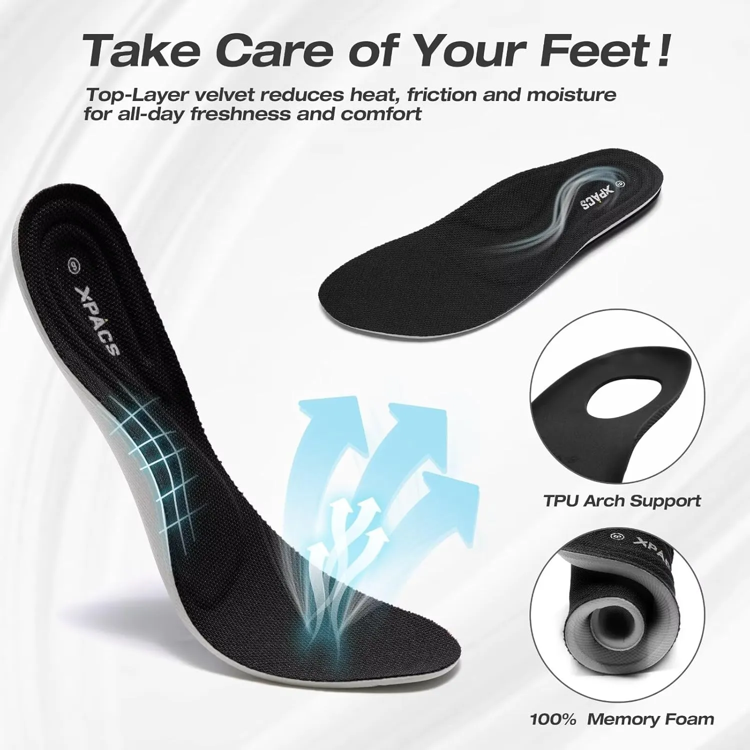 XPACS Men's Orthopedic Leather Dress Walking Shoes: Comfortable Plantar Fasciitis Arch Support Flat Feet Fashion Sneakers, Orthotic Casual Business Work Tennis Oxfords for Heel Foot Pain Relief
