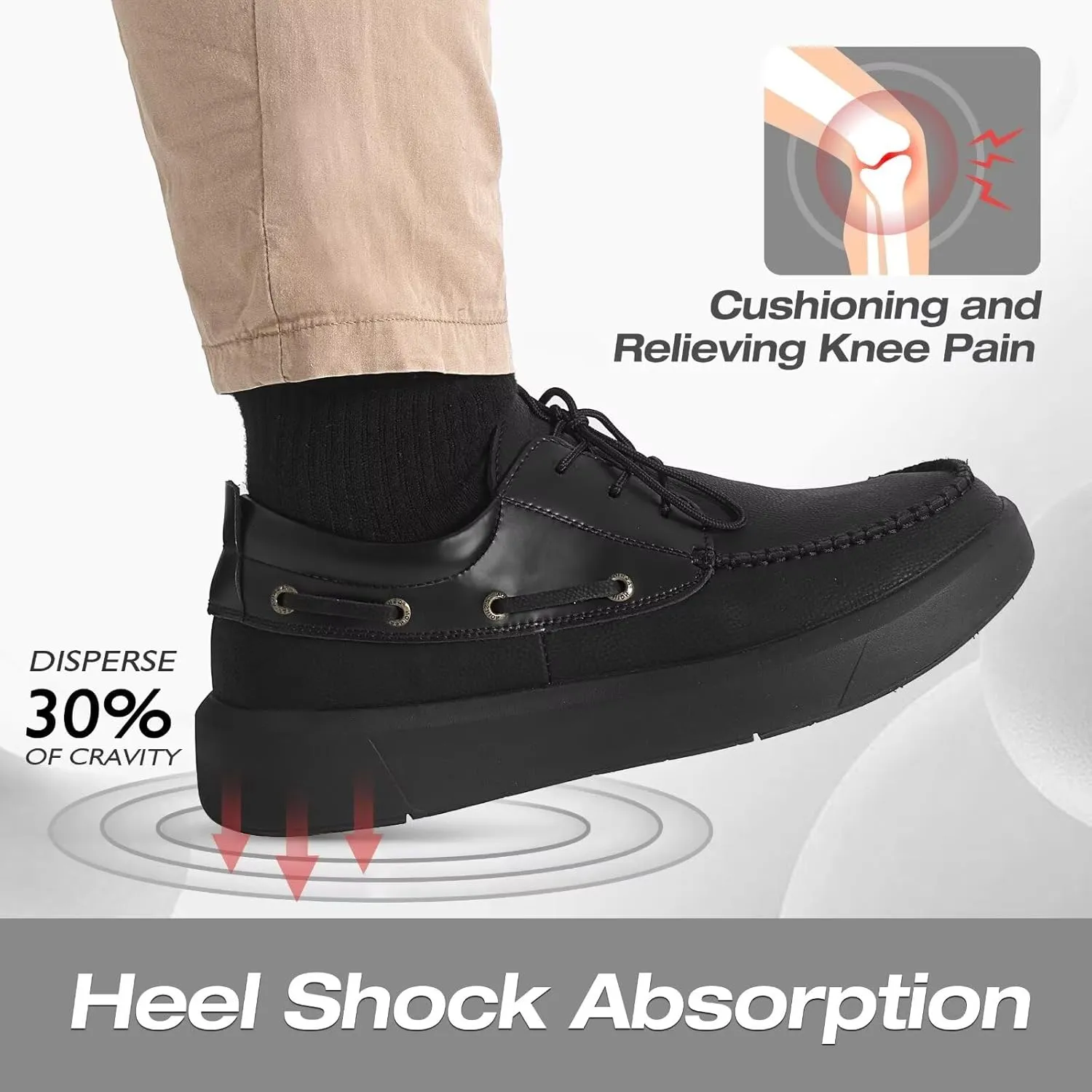 XPACS Men's Orthopedic Leather Dress Walking Shoes: Comfortable Plantar Fasciitis Arch Support Flat Feet Fashion Sneakers, Orthotic Casual Business Work Tennis Oxfords for Heel Foot Pain Relief