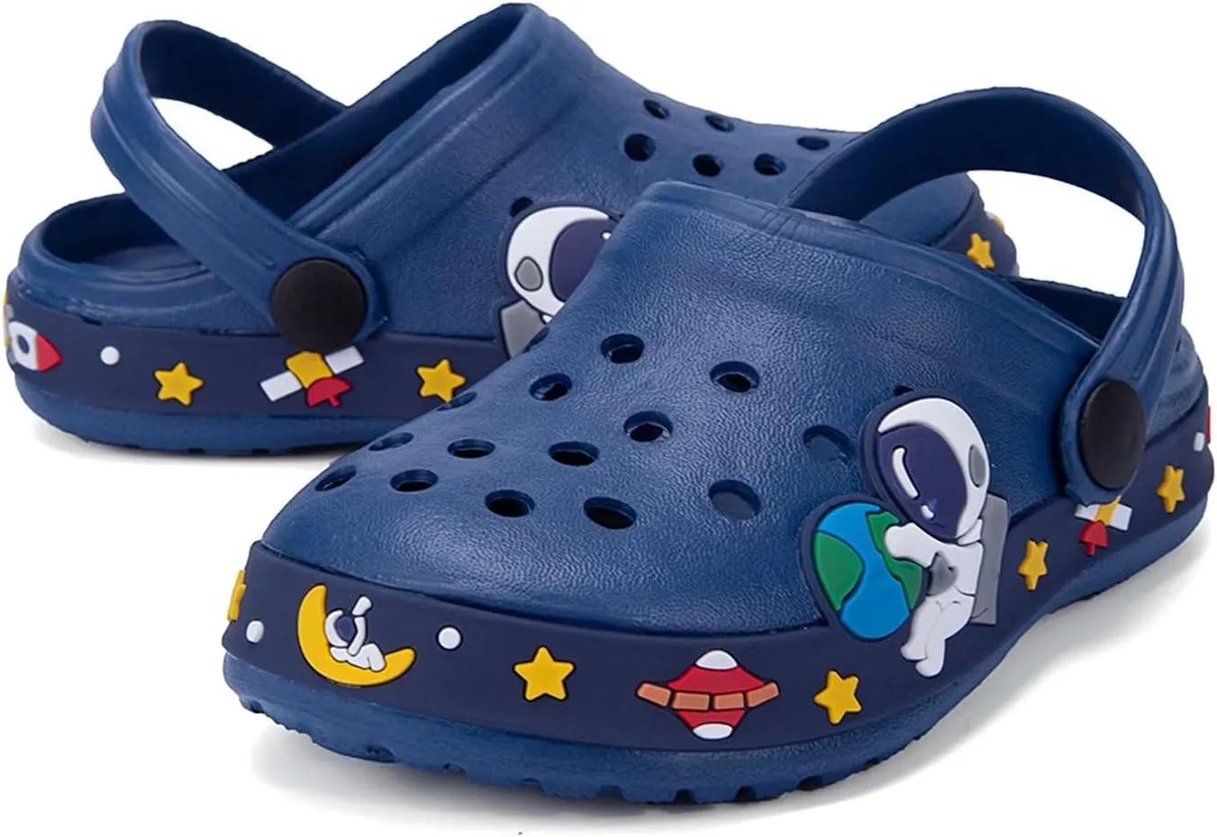 XPKWS Kids Clogs Boys Girls Garden Shoes Unisex-Child Cartoon Slide Sandals with Pivoting Heel Straps