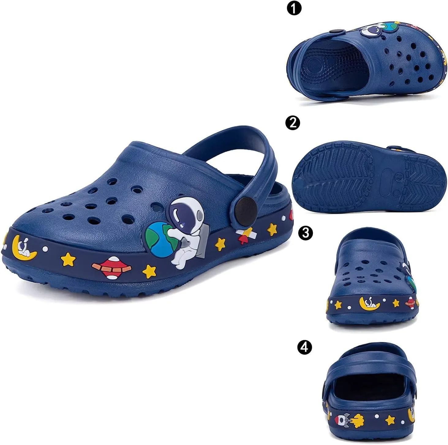 XPKWS Kids Clogs Boys Girls Garden Shoes Unisex-Child Cartoon Slide Sandals with Pivoting Heel Straps