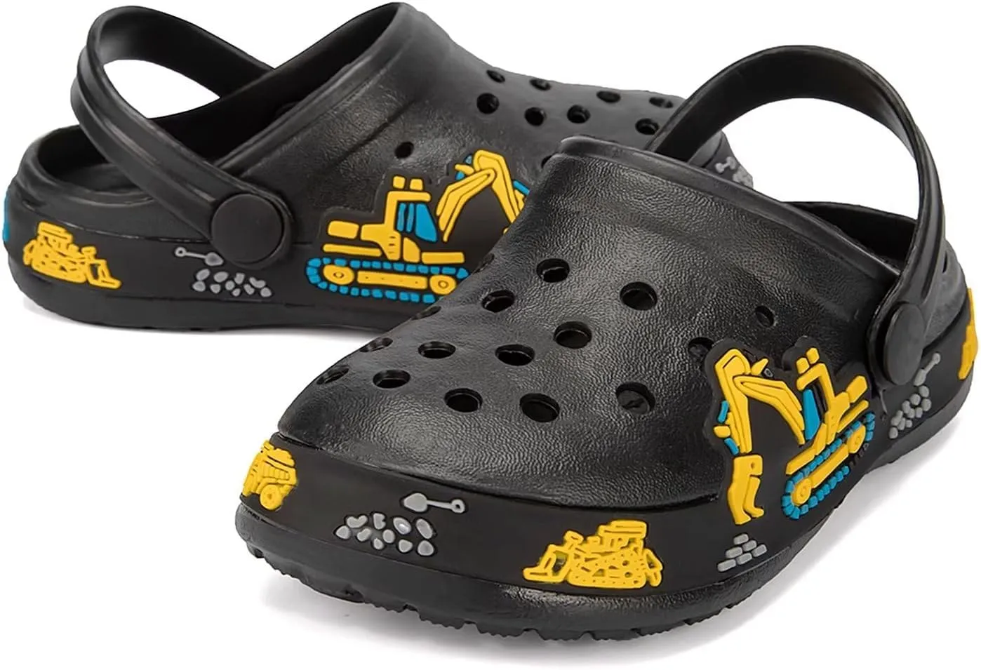 XPKWS Kids Clogs Boys Girls Garden Shoes Unisex-Child Cartoon Slide Sandals with Pivoting Heel Straps