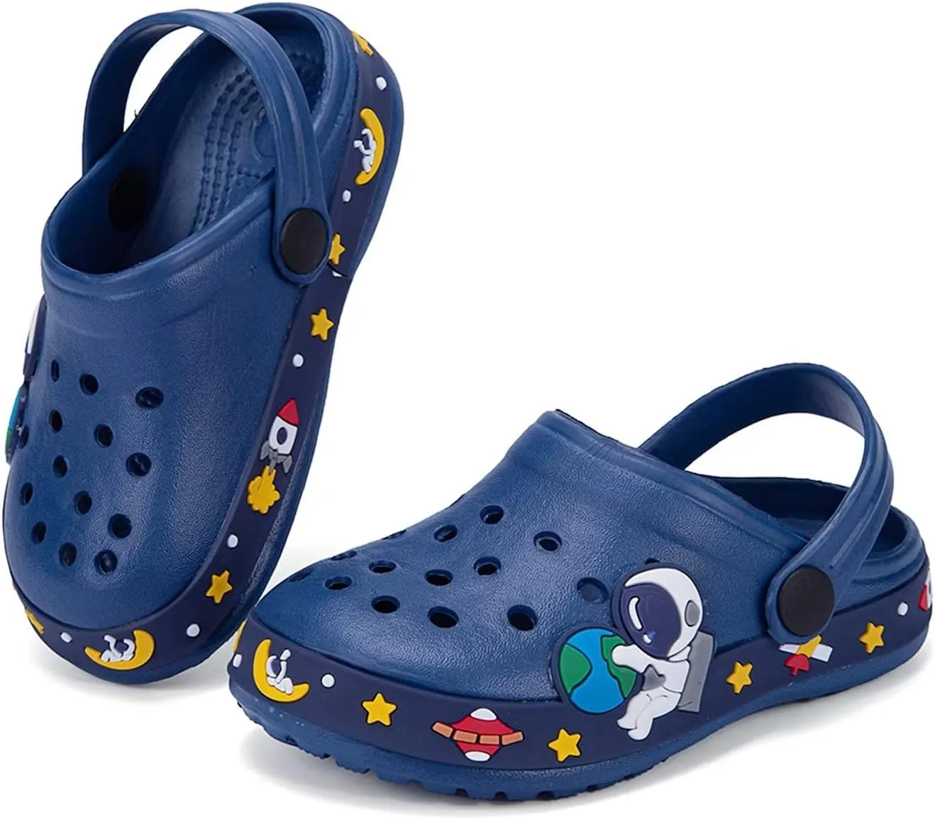 XPKWS Kids Clogs Boys Girls Garden Shoes Unisex-Child Cartoon Slide Sandals with Pivoting Heel Straps