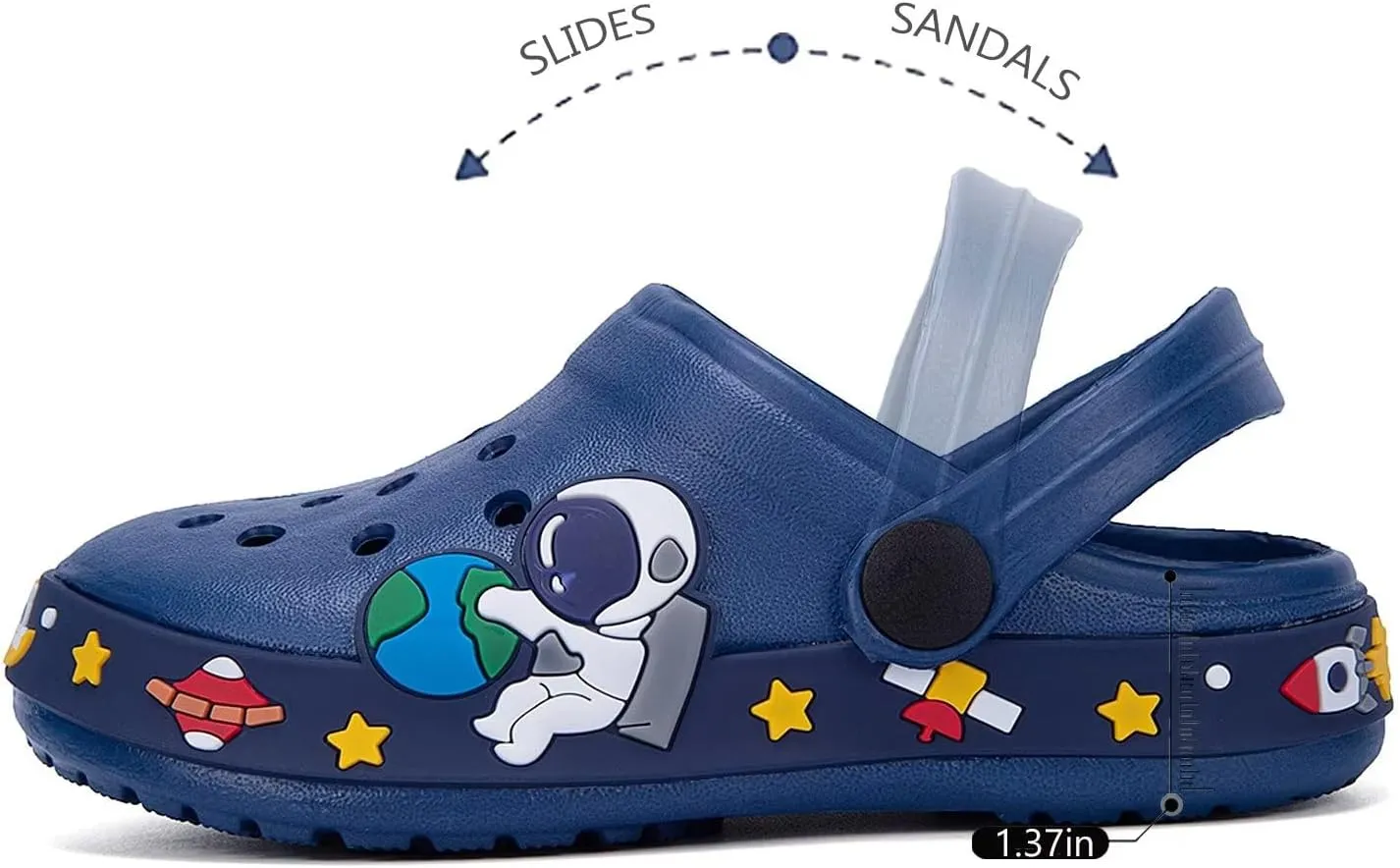 XPKWS Kids Clogs Boys Girls Garden Shoes Unisex-Child Cartoon Slide Sandals with Pivoting Heel Straps