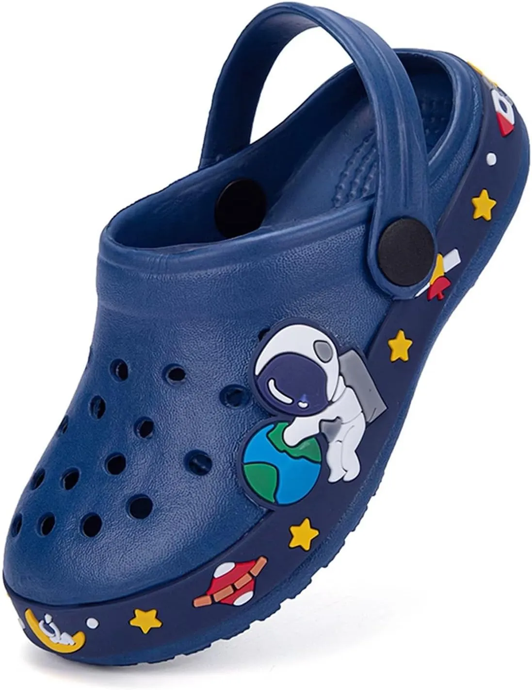 XPKWS Kids Clogs Boys Girls Garden Shoes Unisex-Child Cartoon Slide Sandals with Pivoting Heel Straps
