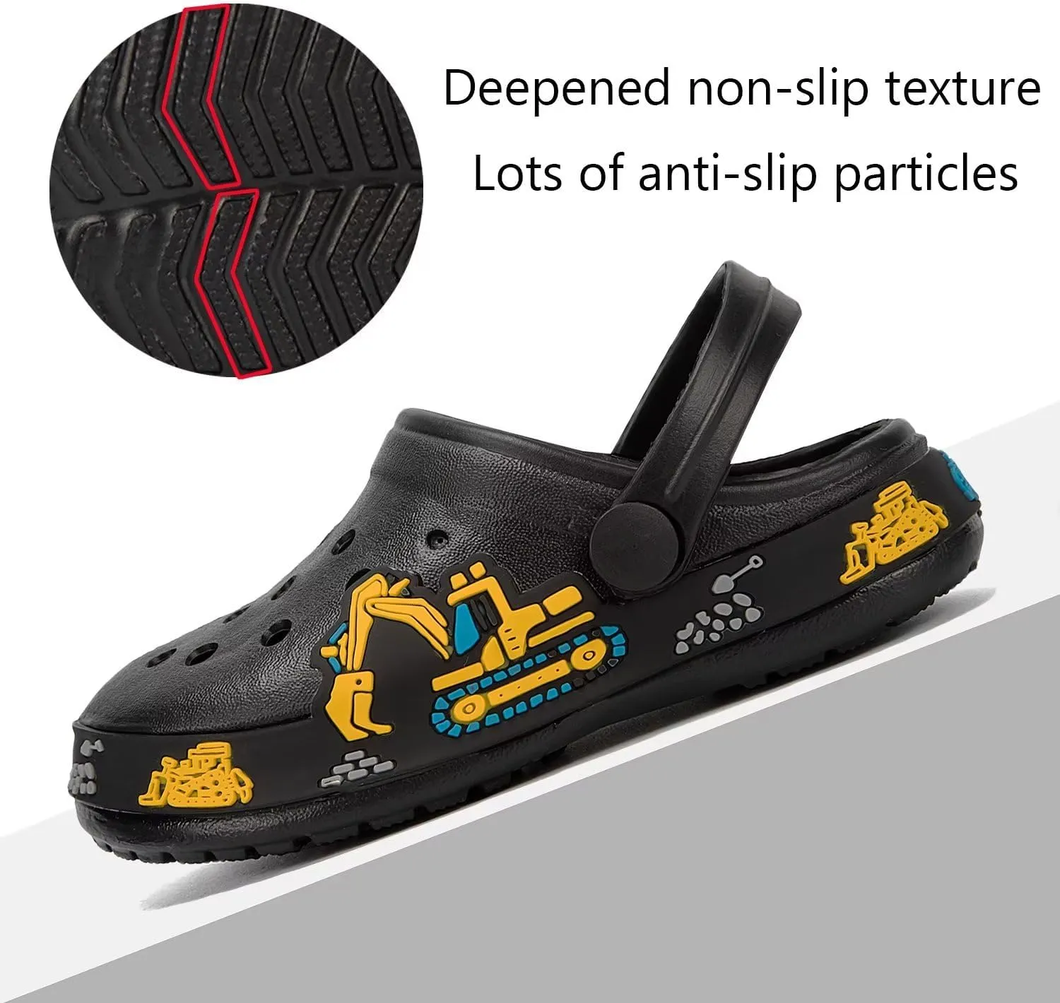 XPKWS Kids Clogs Boys Girls Garden Shoes Unisex-Child Cartoon Slide Sandals with Pivoting Heel Straps
