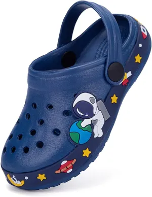 XPKWS Kids Clogs Boys Girls Garden Shoes Unisex-Child Cartoon Slide Sandals with Pivoting Heel Straps