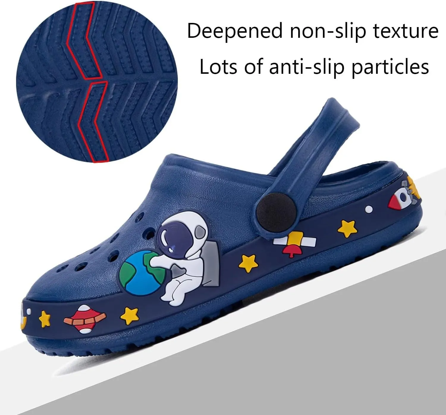 XPKWS Kids Clogs Boys Girls Garden Shoes Unisex-Child Cartoon Slide Sandals with Pivoting Heel Straps