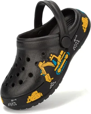 XPKWS Kids Clogs Boys Girls Garden Shoes Unisex-Child Cartoon Slide Sandals with Pivoting Heel Straps